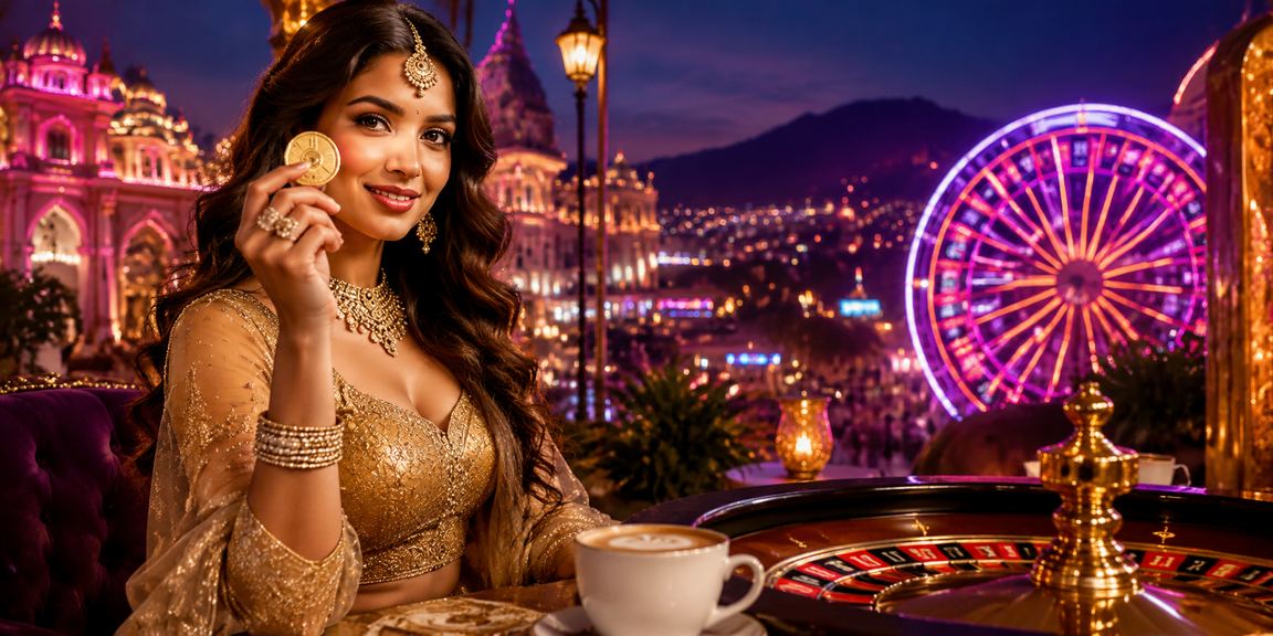 Indian woman playing roulette in traditional lehenga