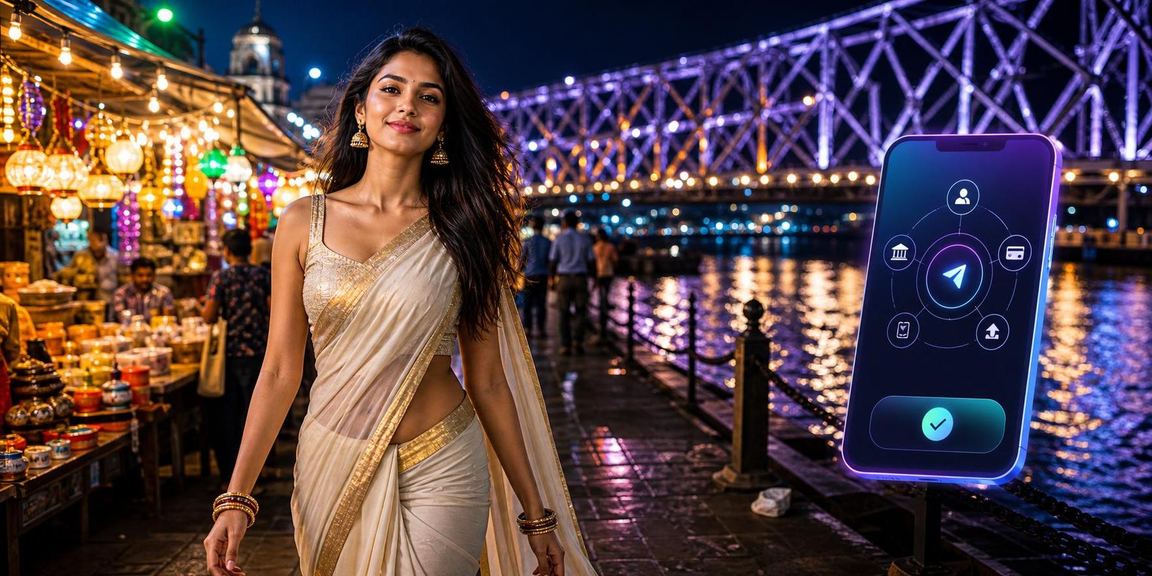 Kolkata night market with mobile payment usage